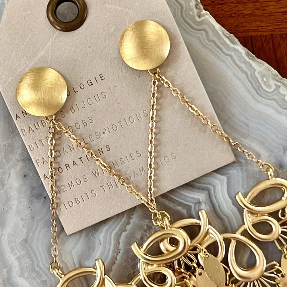 πΊπHPππΊ NWT Anthropologie Gold Scroll Chandeliers - Picture 10 of 16